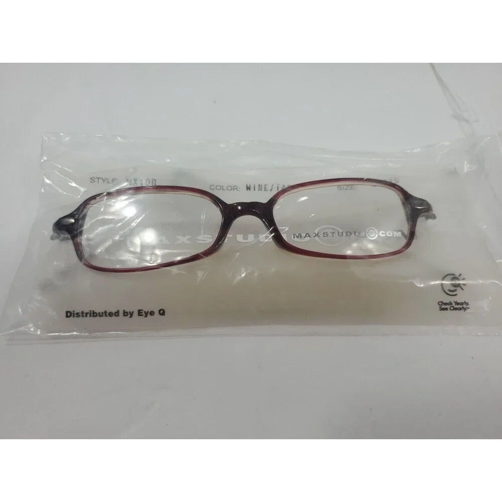 New Max Studio By Eye Q  MX100 EYEGLASSES FRAMES WINE and  TAUPE  47 16 140 Rect